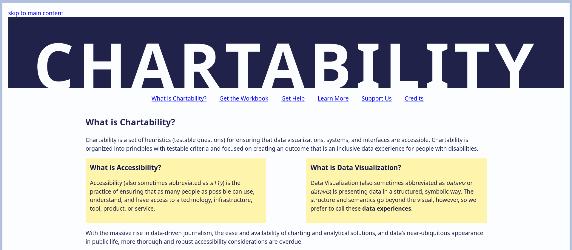 Screenshot der Webseite von Chartability.